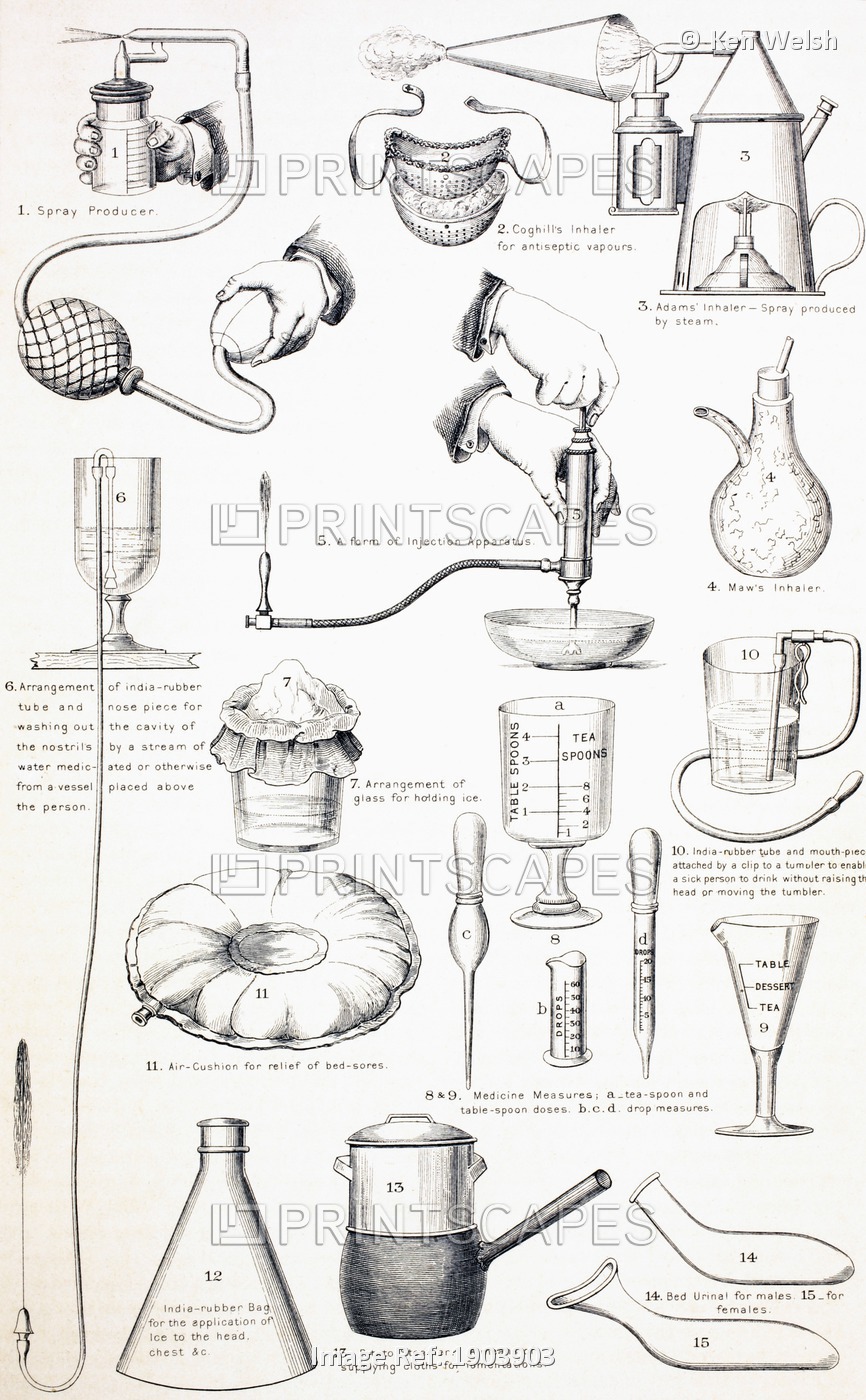 Nineteenth Century Appliances For The Sick Room. From The Household Physician, ...