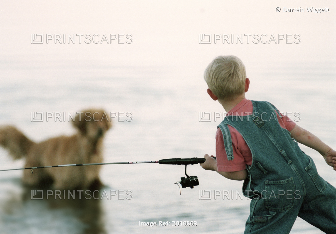 Fv3556, Natural Moments Photography; Boy Fishing With Dog