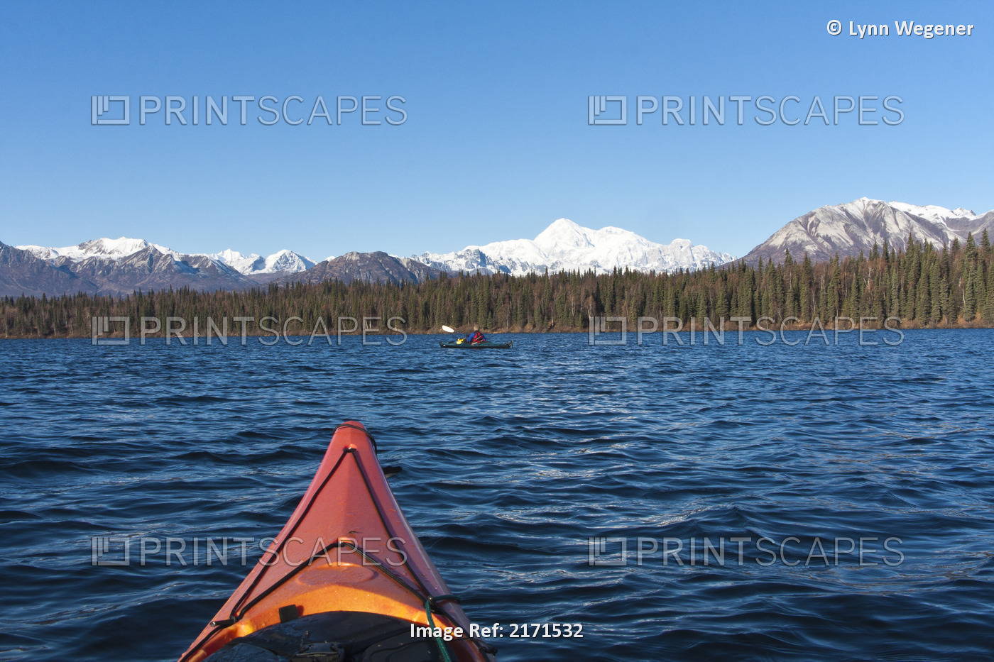 Woman Kayaking In Byers Lake As Seen From Another Kayaker's Point Of View With ...