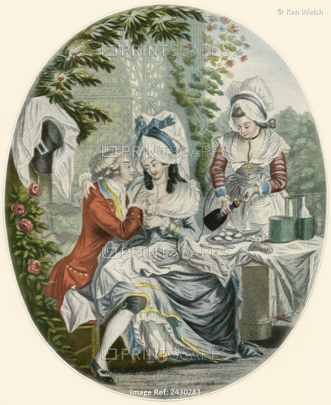 Feast Of The Lovers, After A Work By Le Clerc, 1810. From Illustrierte ...