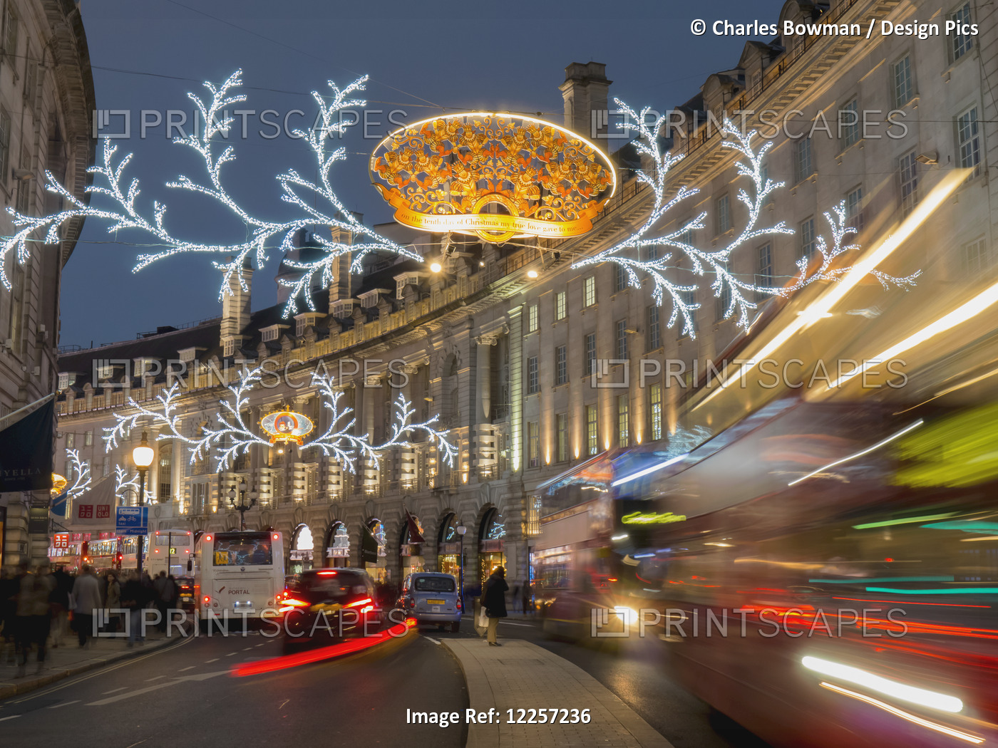 Regent Street Decorated For Christmas; London, England