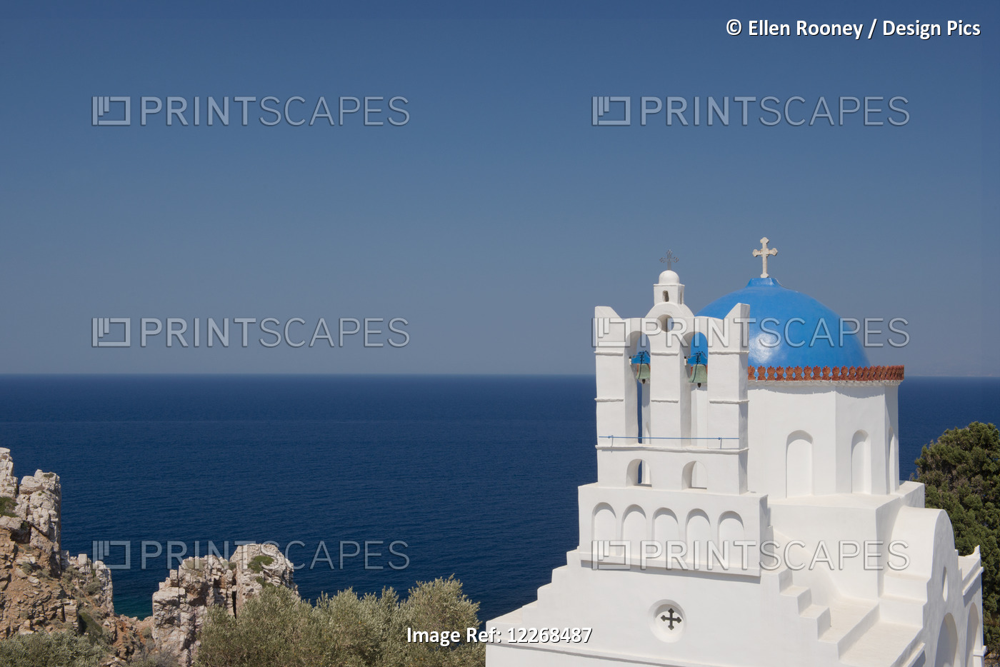 The Blue Domed Church Of Panayia Poulati; Sifnos, Cyclades, Greek Islands, ...
