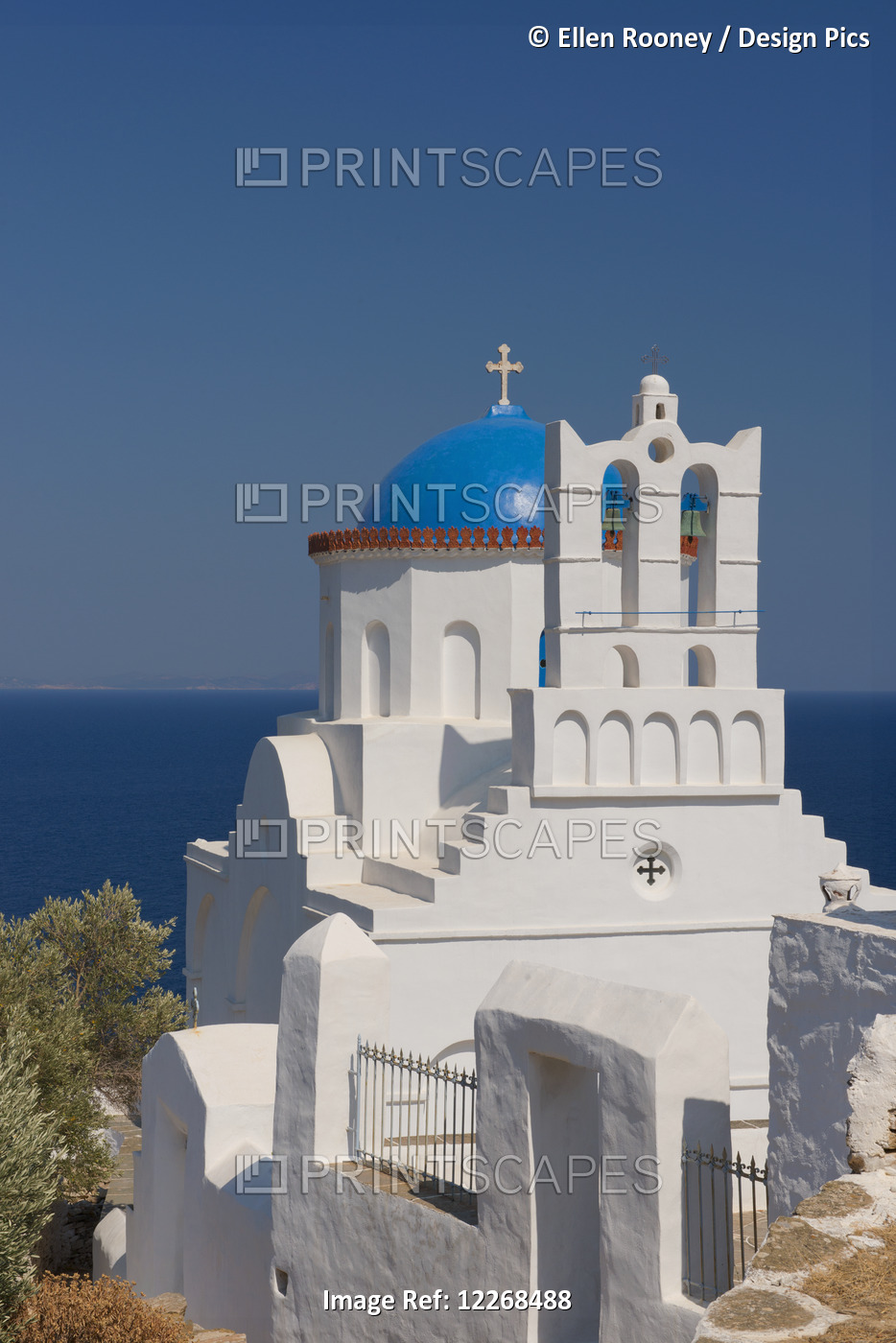 The Blue Domed Church Of Panayia Poulati; Sifnos, Cyclades, Greek Islands, ...