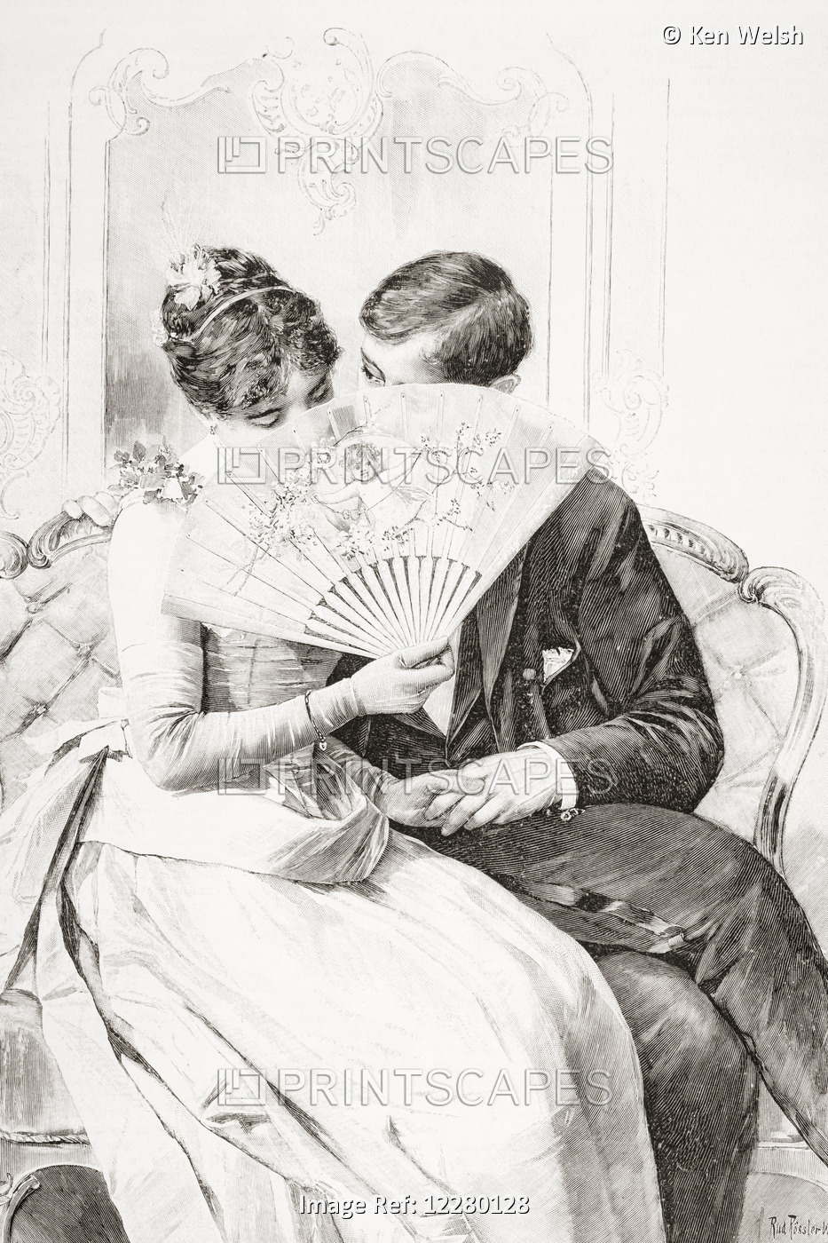 The Engaged Couple, After Rodolfo Rossler. From La Ilustracion Española Y ...