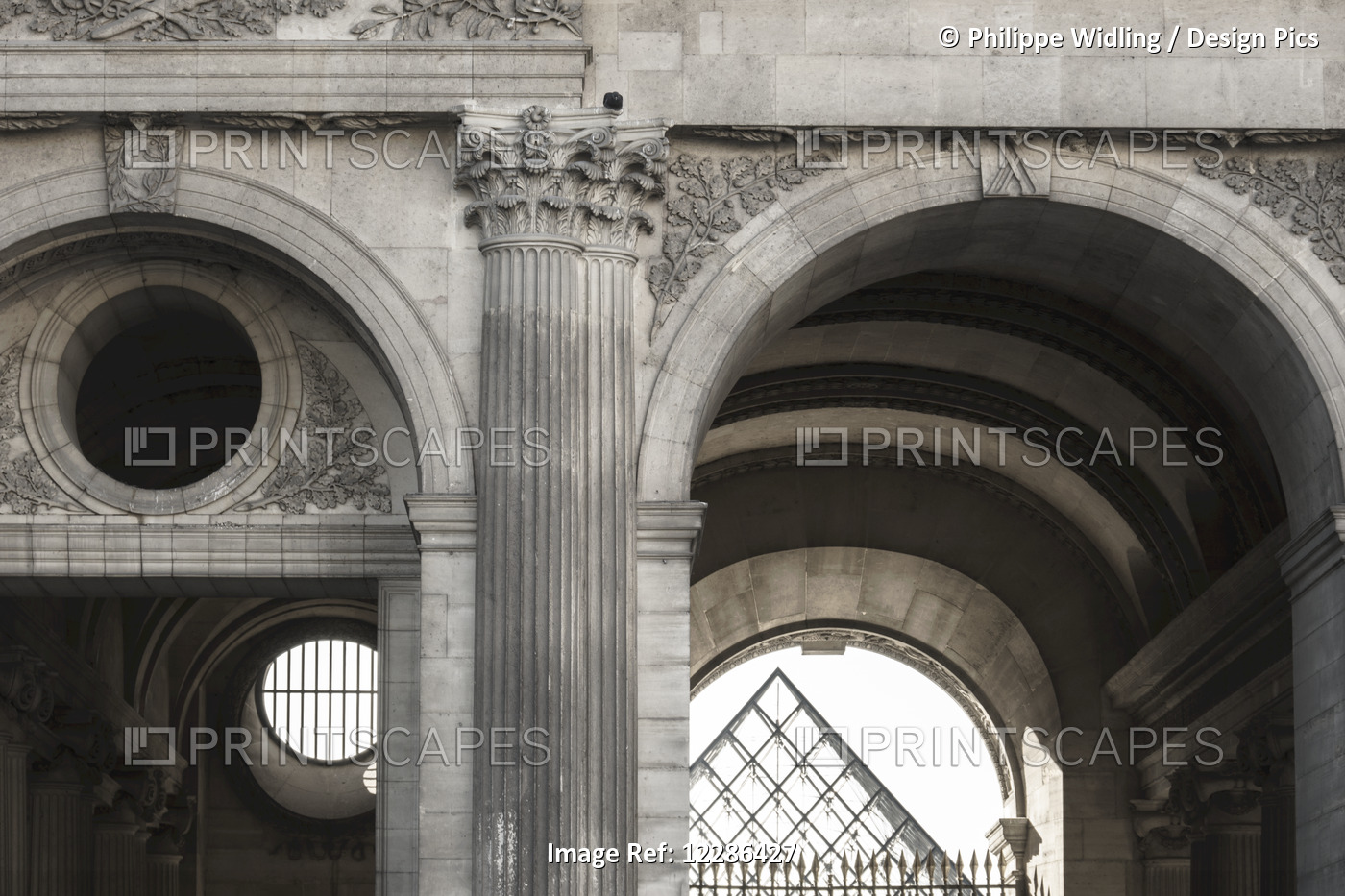 Black And White Image Of Architectural Details Of A Passage Under One Of The ...
