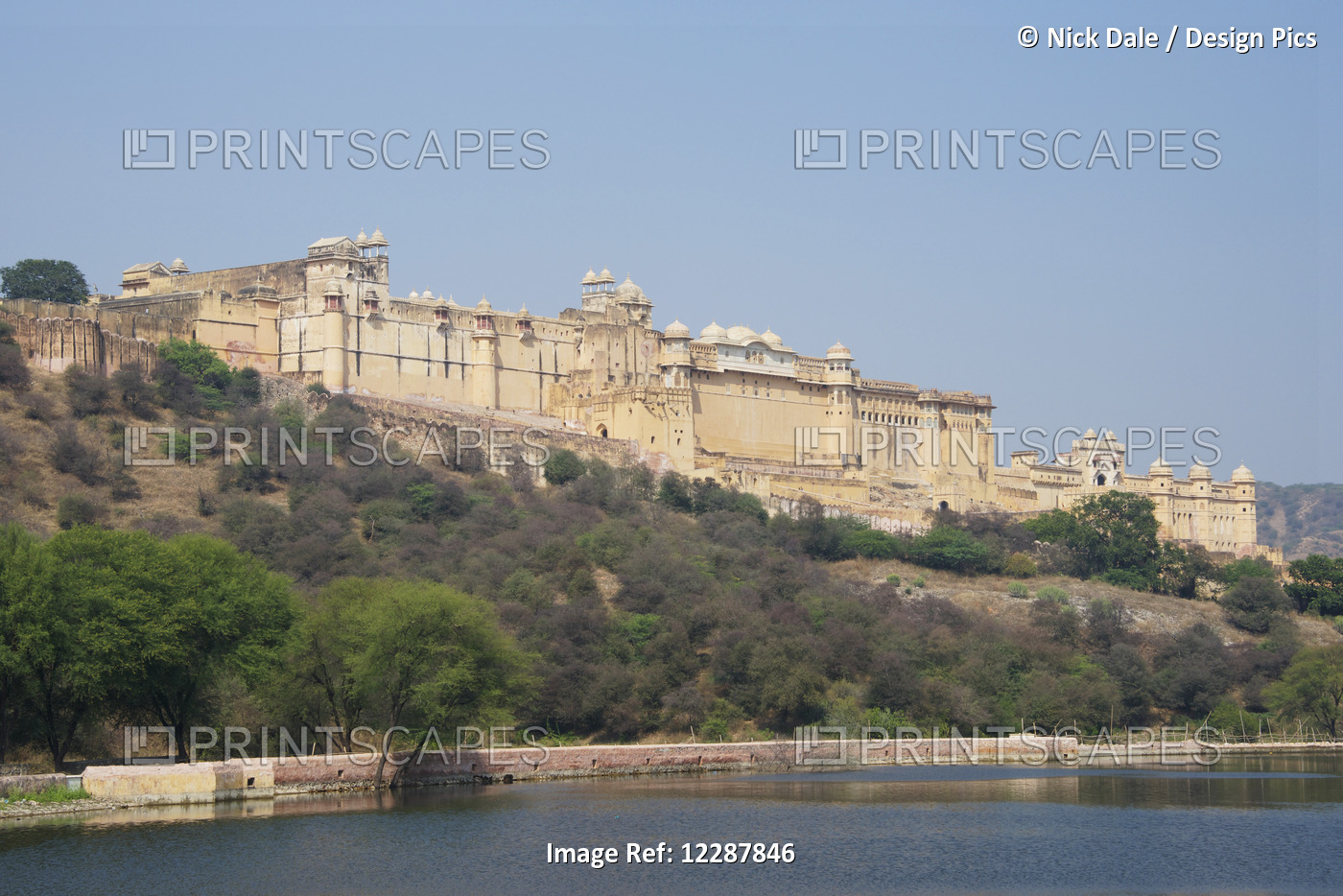 Amber Fort Viewed From Across The Lake; Jaipur, Rajasthan State, India