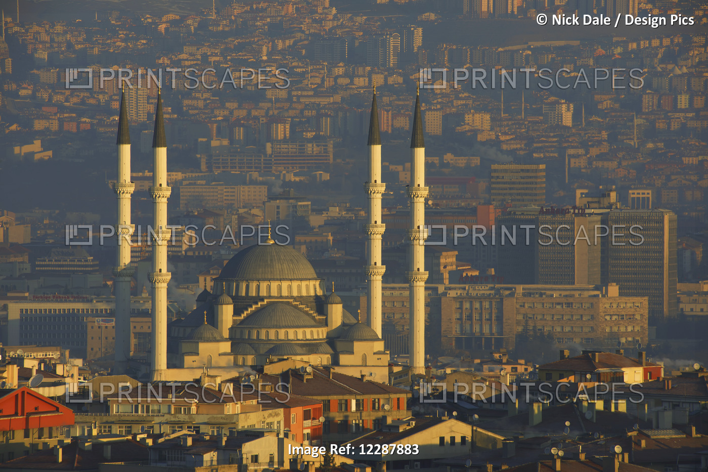 Kocatepe Mosque With Four Minarets At Dawn; Ankara, Turkey