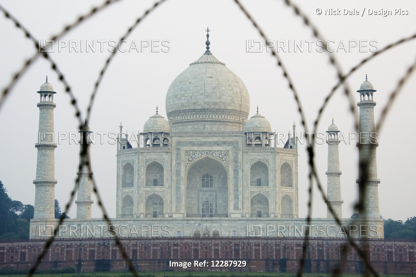 Taj Mahal Through Barbed Wire; Agra, Uttar Pradesh, India