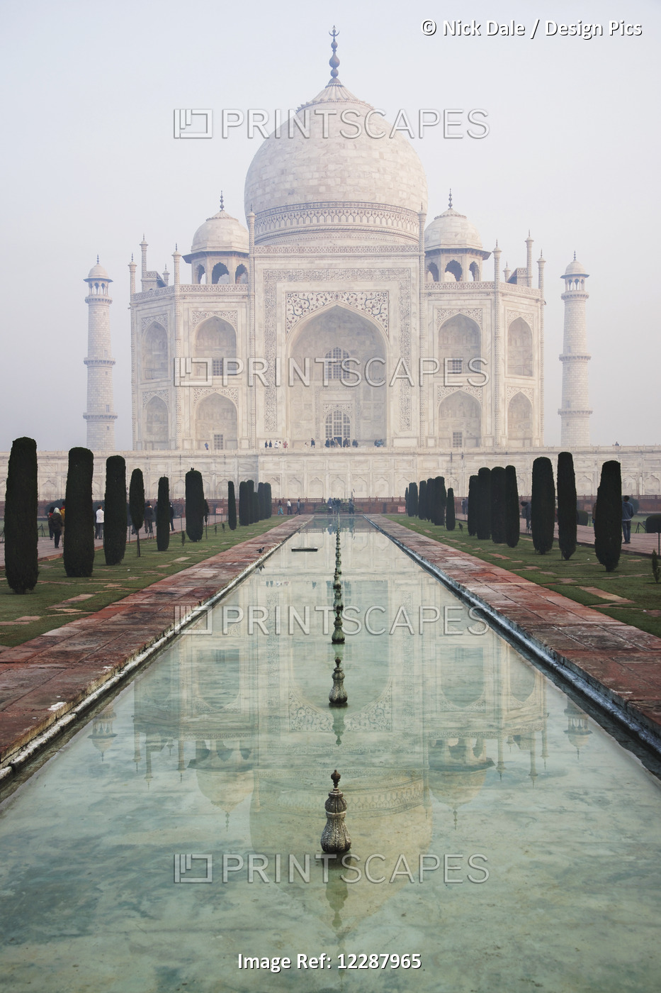 Taj Mahal Reflected In Long Pool; Agra, Uttar Pradesh, India