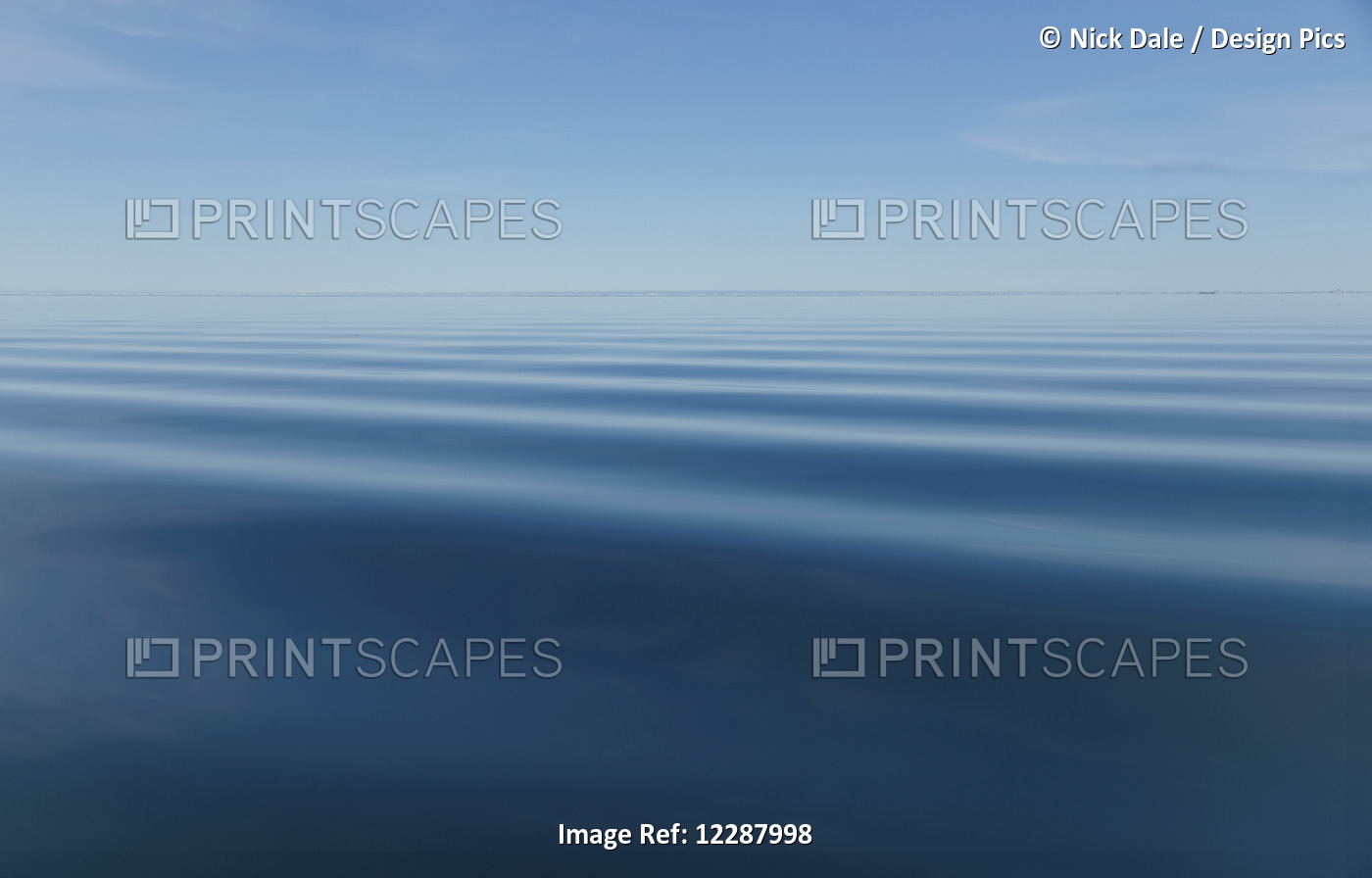 Surface Of Blue Water With Slight Ripples And Blue Sky With Horizon In The ...