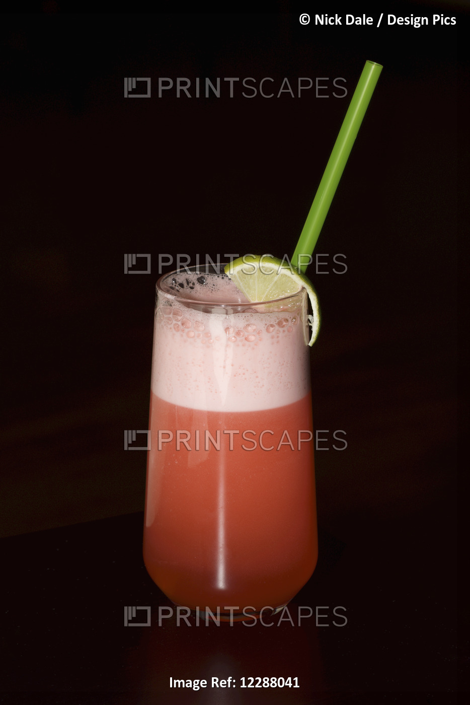 Glass Of Sherbet With Lime And Straw On A Black Background; Ankara, Turkey