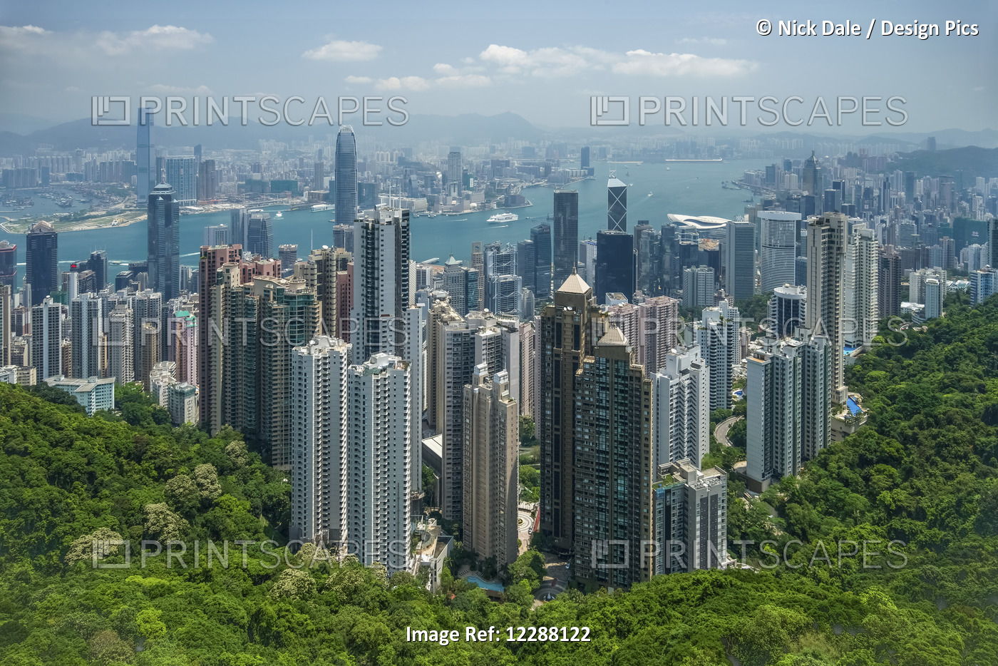 View Of Victoria Harbour Viewed From Victoria Peak, Showing Hundreds Of ...