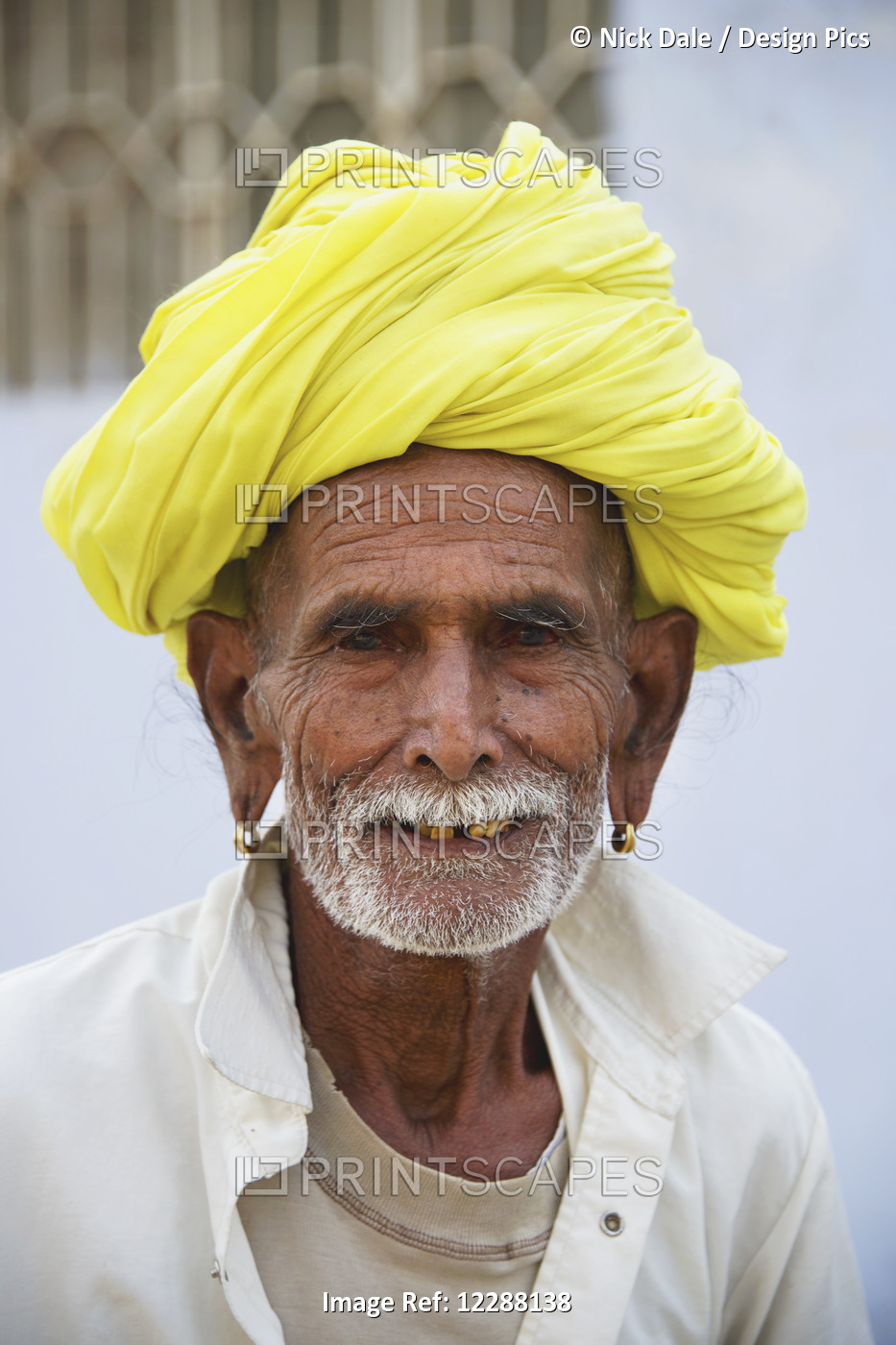 Mature Man In A Yellow Turban; Dharpatha Mal, Madhya Pradesh, India