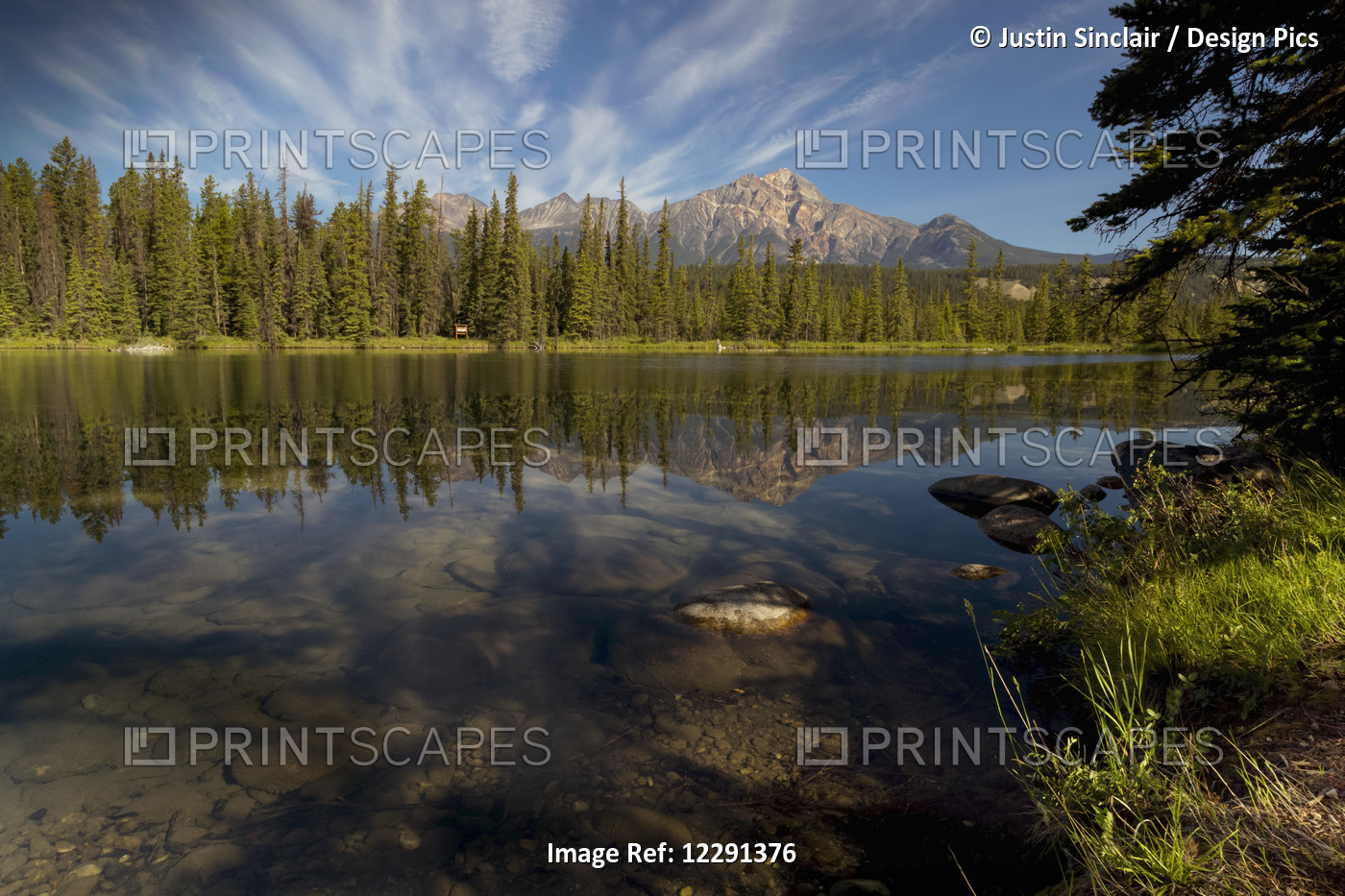 Jasper Park Lodge With Pyramid Mountain In The Distance, Jasper National Park; ...