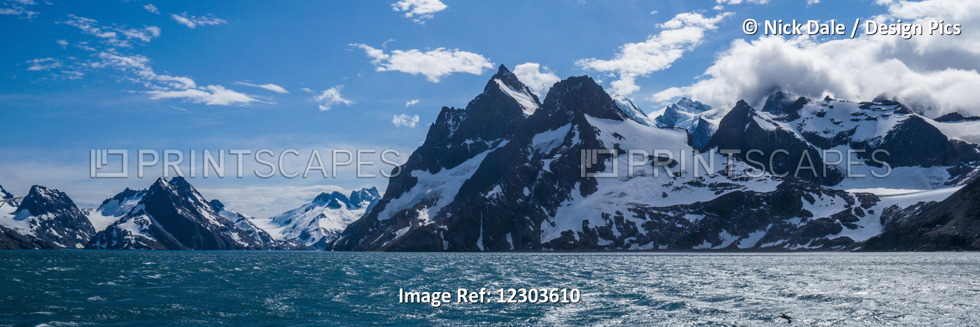 Panorama Of Mountains At Entrance To Fjord; Antarctica