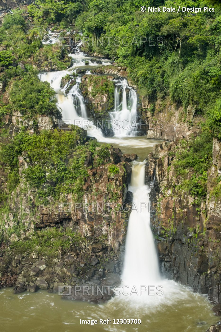 Part Of Iguazu Falls With Slow Shutter-Speed; Parana, Brazil