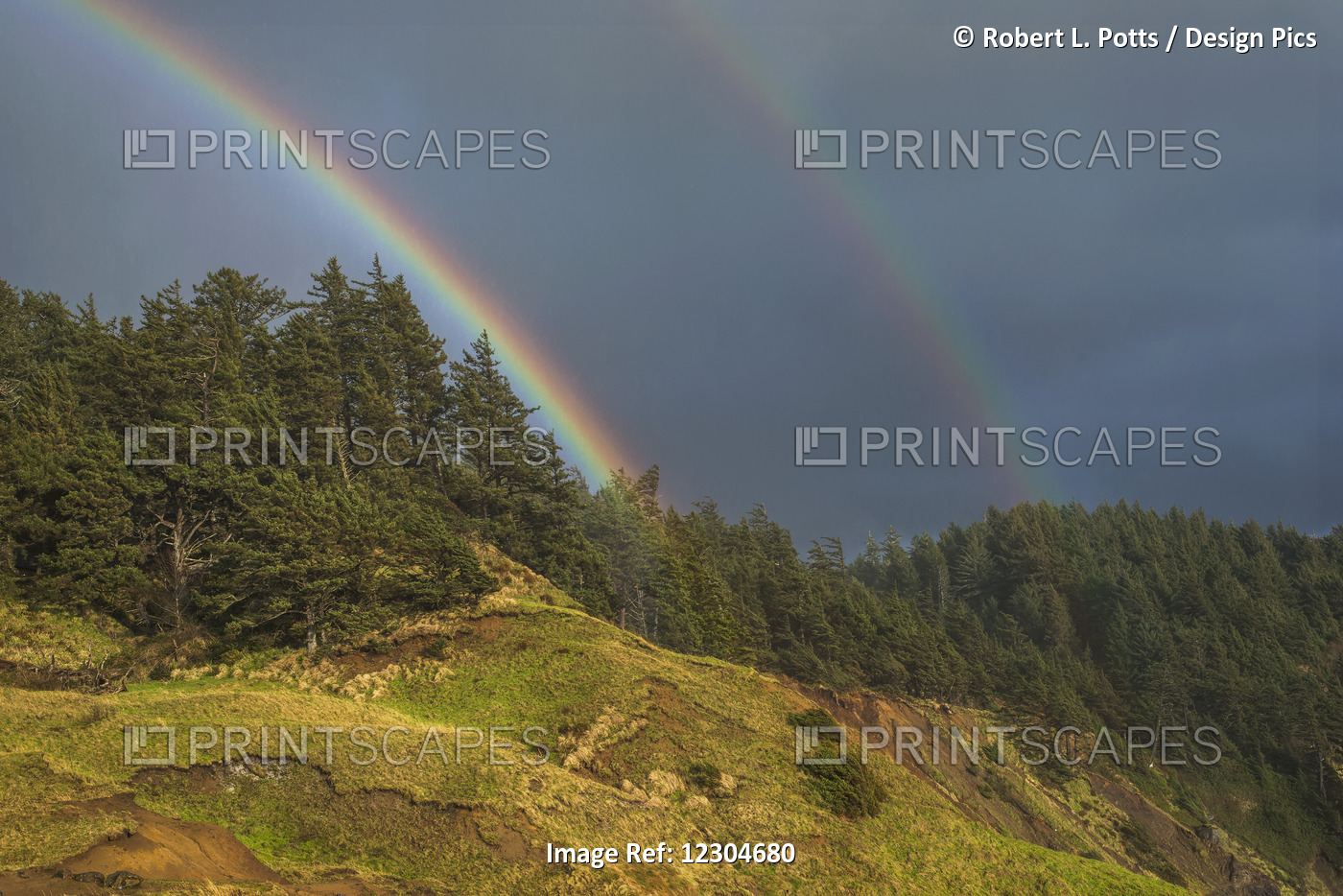 Rainbows Decorate The Oregon Coast; Cannon Beach, Oregon, United States Of ...