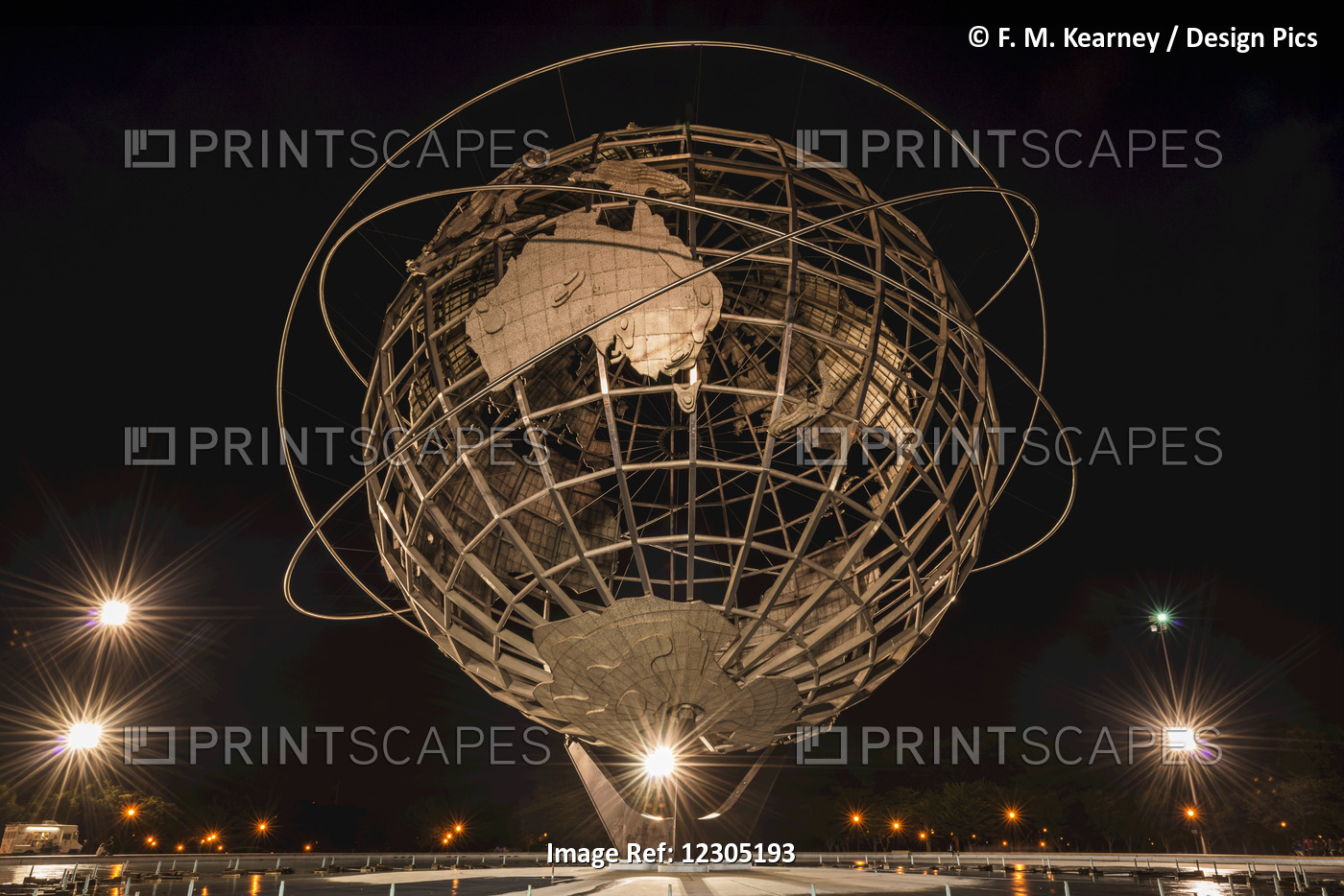 Spotlights Around The Unisphere At Nighttime, Flushing Meadows-Corona Park; ...