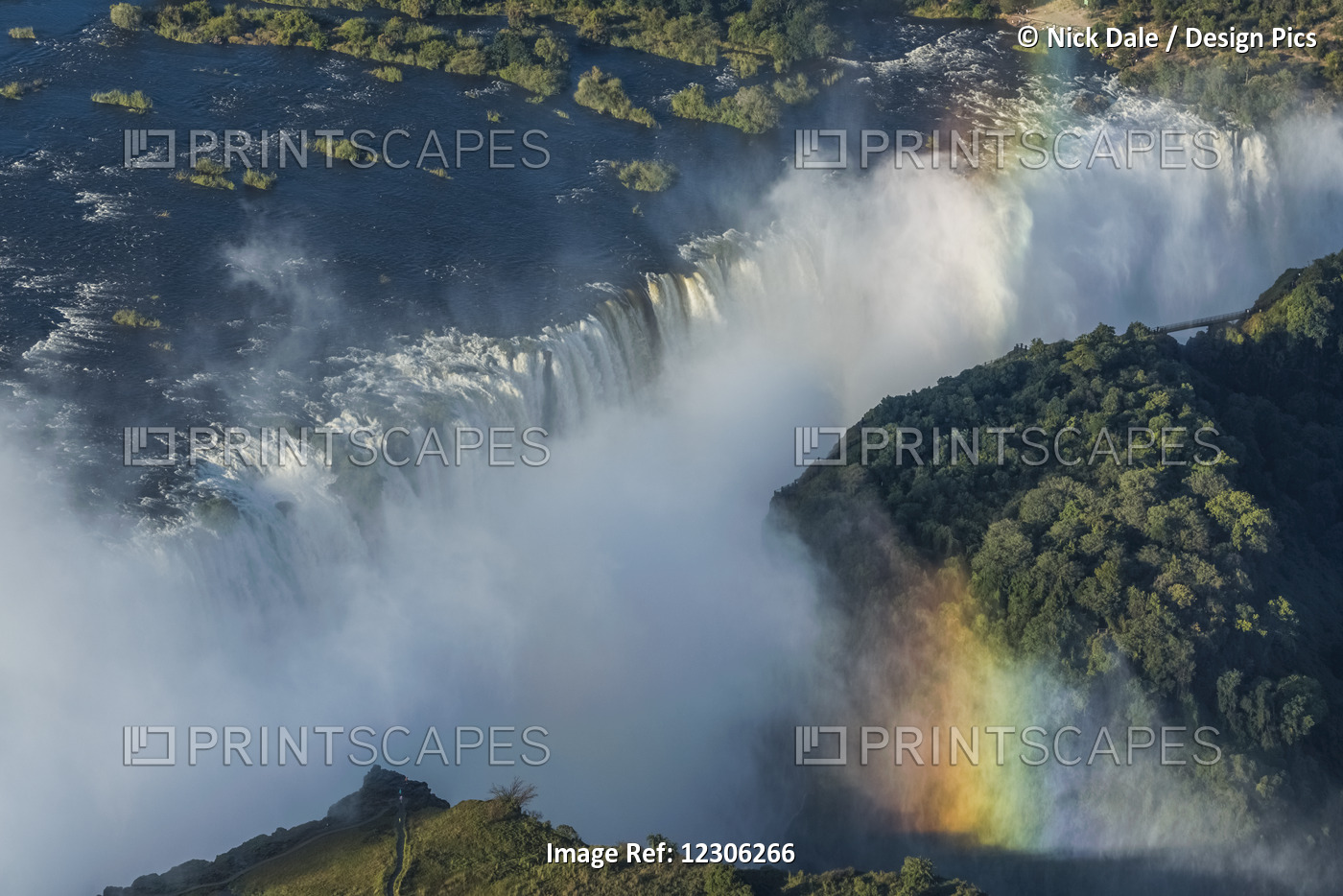 Aerial View Of Victoria Falls And Gorge; Botswana