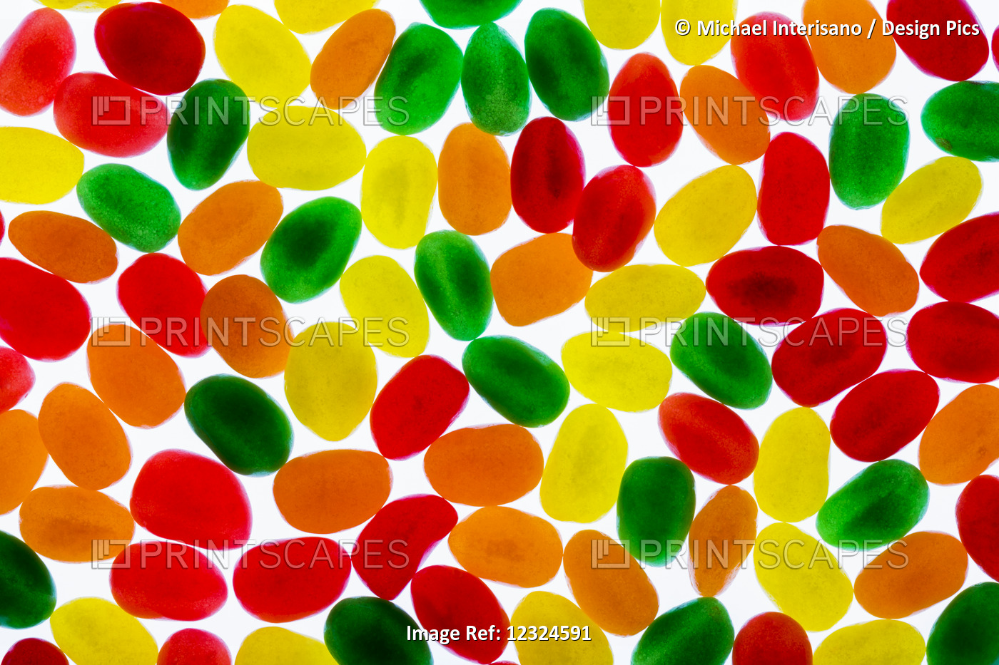 Colourful Candied Jelly Beans Backlit; Calgary, Alberta, Canada