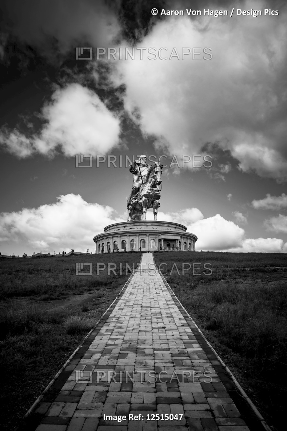 Statue of Chinggis (Genghis) Khan in the Mongolian countryside; ...