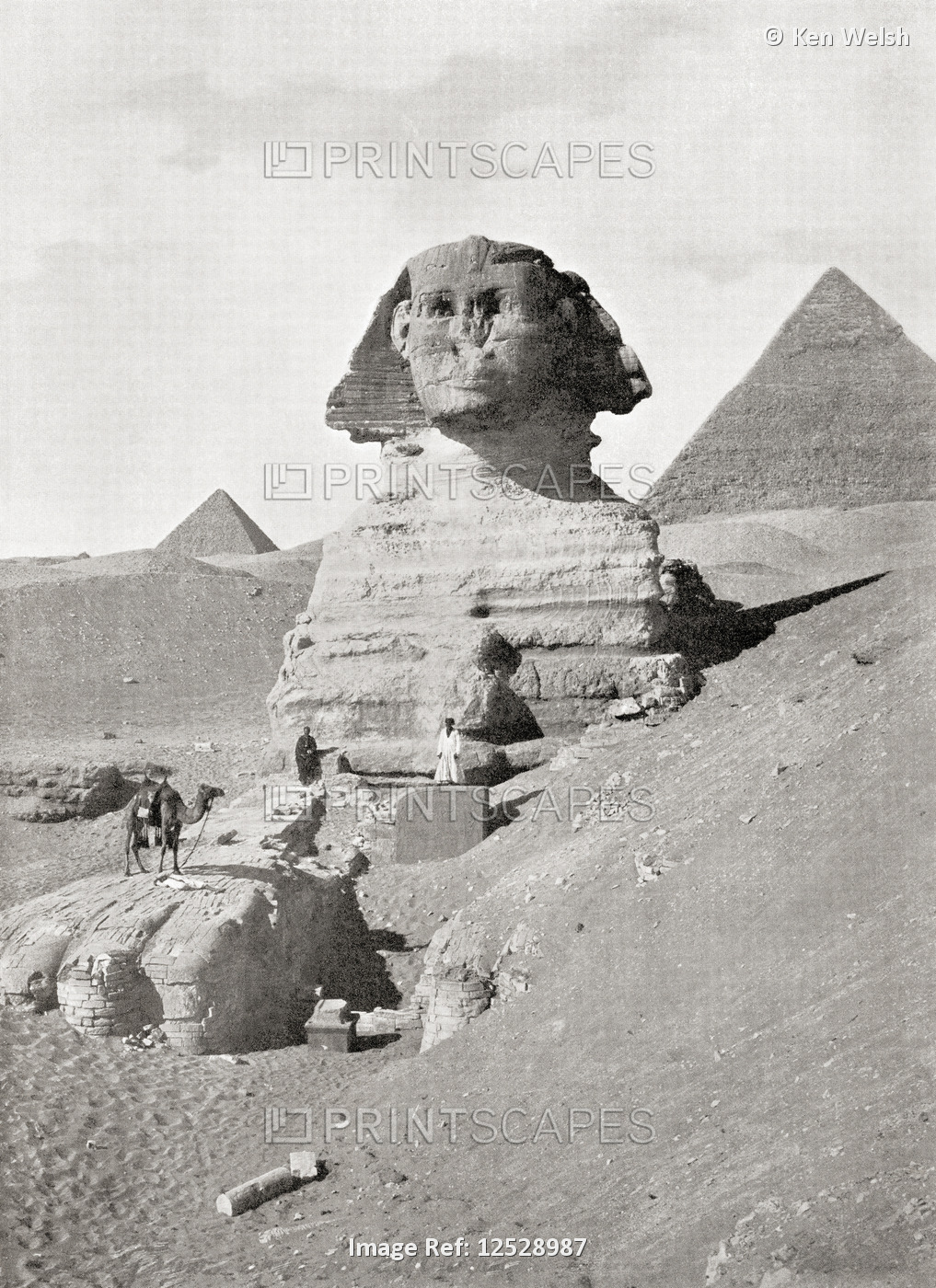 The Great Sphinx in The Giza pyramid complex, Giza Plateau, Cairo, Egypt.  A ...