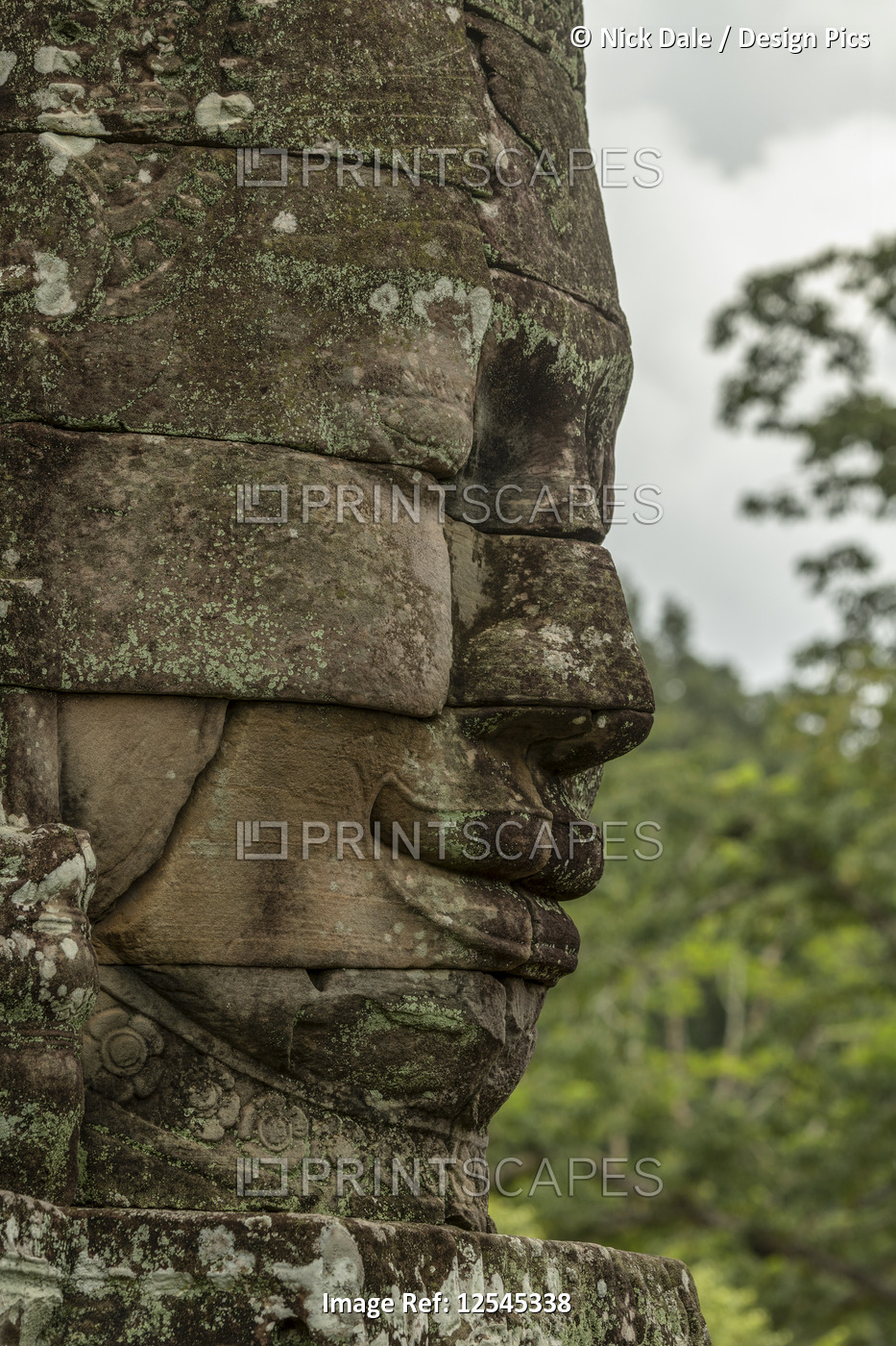 Statue of Buddha in profile at Bayon, Angkor Wat; Siem Reap, Siem Reap ...