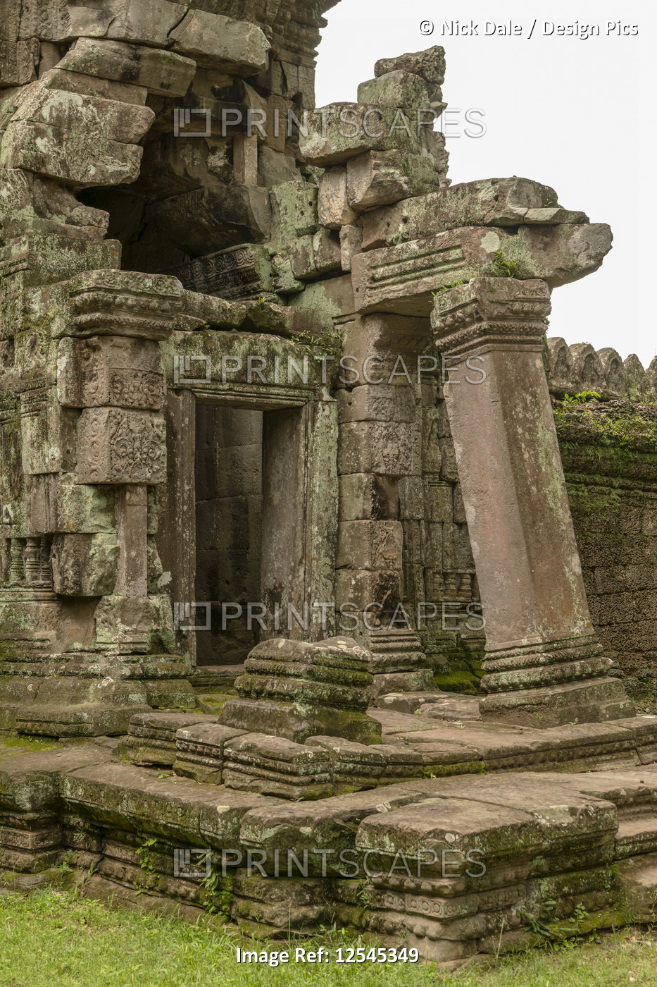 Stone entrance to temple with leaning pillar, Preah Khan, Angkor Wat; Siem ...